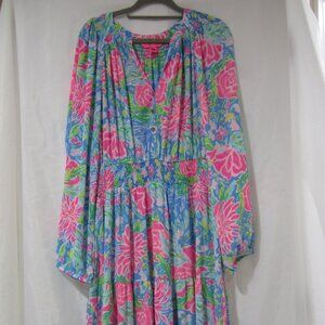 Lilly Pulitzer XL Pauline Maxi Dress Blue Bunny Business